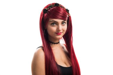 İzole beyaz kağıt üzerine genç kız