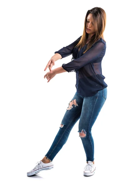 Young girl over isolated white background — Stock Photo, Image