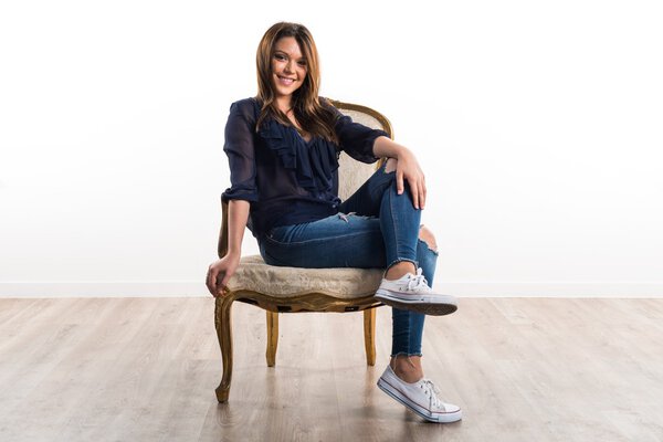 Pretty girl posing in studio