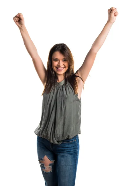 Young girl over isolated white background — Stock Photo, Image