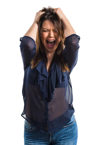 Chica joven sobre fondo blanco aislado — Foto de Stock