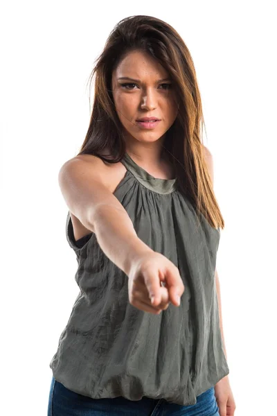 Menina jovem sobre fundo branco isolado — Fotografia de Stock