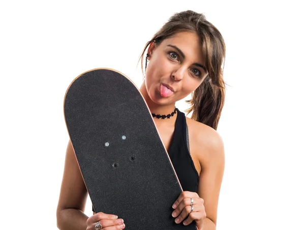 Giovane ragazza con skateboard — Foto Stock