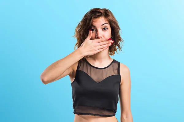 Woman covering her mouth — Stock Photo, Image