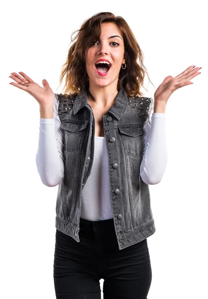 Pretty girl doing surprise gesture — Stock Photo, Image