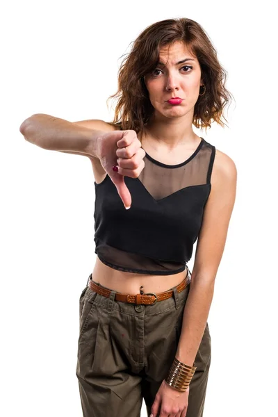 Mujer haciendo mala señal — Foto de Stock