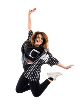 İzole arka plan üzerinde dans kadın