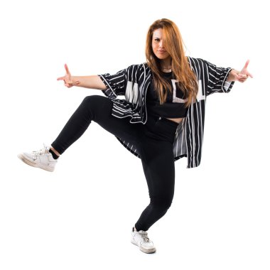 İzole arka plan üzerinde dans kadın