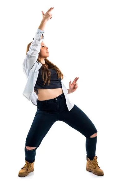 Mujer bailando sobre fondo aislado — Foto de Stock