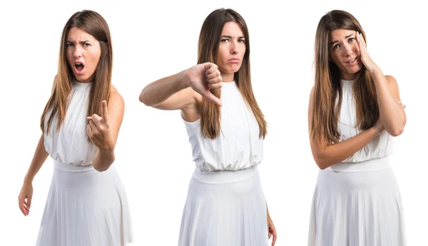 Girl doing bad signal — Stock Photo, Image