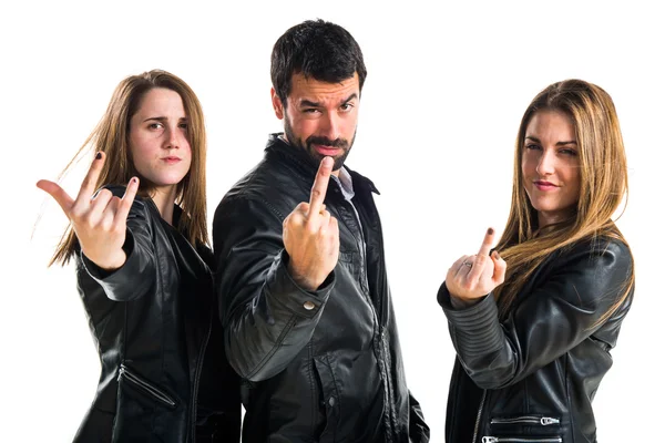 Friends making horn gesture — Stock Photo, Image