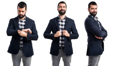 yakışıklı adam kollarını ile geçti