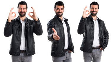 Erkek deri ceket bir anlaşma ile