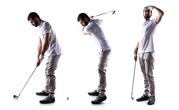 Golfista muž něco dávat — Stock fotografie