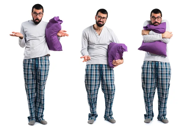 Unavený muž v pyžamu — Stock fotografie