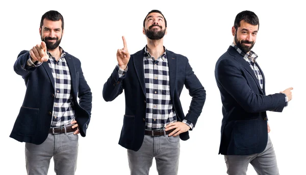 Handsome man pointing up — Stock Photo, Image