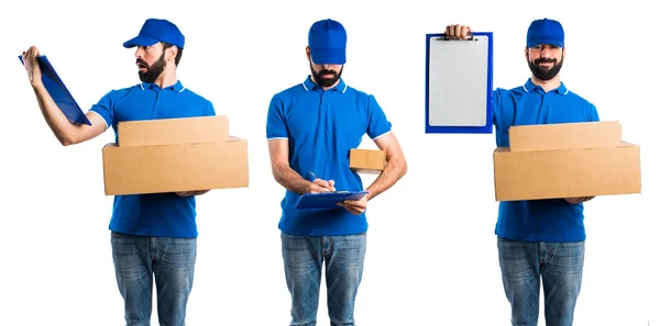 Delivery man with folder — Stock Photo, Image