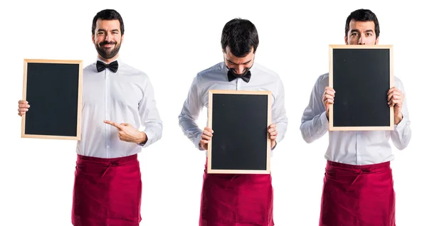 Cameriere con un cartello vuoto — Foto Stock