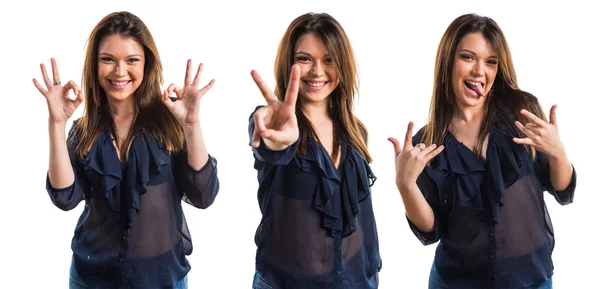 Young girl counting two — Stock Photo, Image