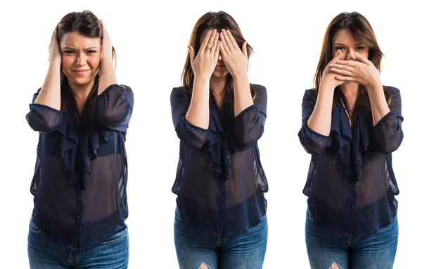 Young girl covering her eyes — Stock Photo, Image