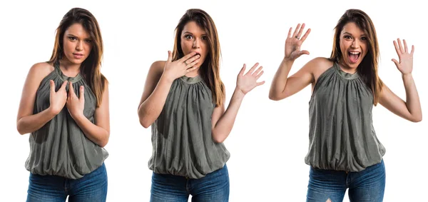 Young girl doing surprise gesture — Stock Photo, Image