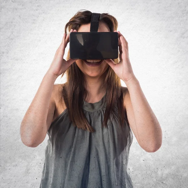 Young girl using VR glasses — Stock Photo, Image