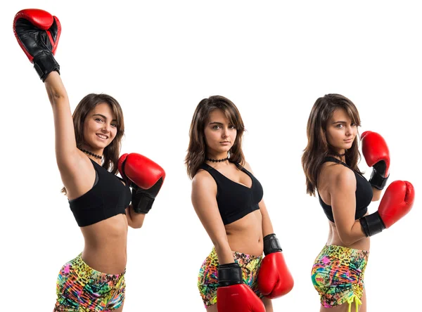 Jovem com luvas de boxe — Fotografia de Stock