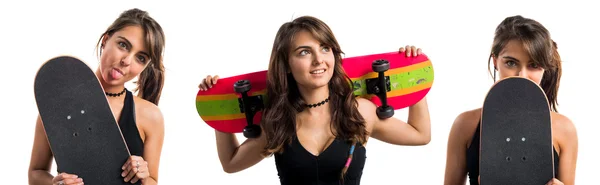Giovane ragazza con skateboard — Foto Stock