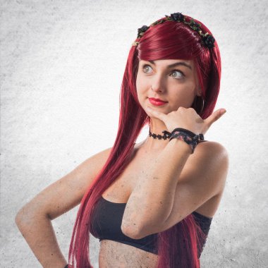 Telefon jest yapma genç Kızıl saçlı kız