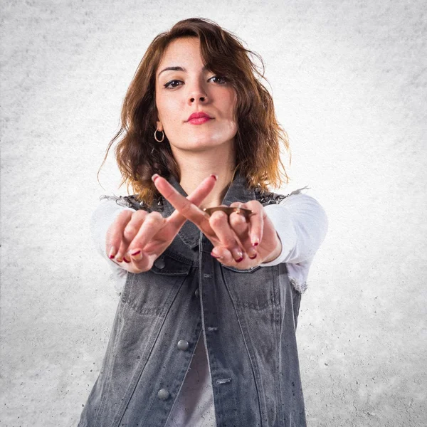 Woman doing NO gesture — Stock Photo, Image