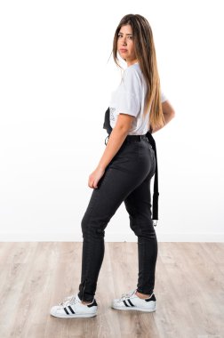 Pretty girl posing in studio