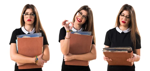 Estudiante chica haciendo OK signo —  Fotos de Stock