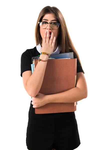 Estudiante chica haciendo gesto sorpresa —  Fotos de Stock