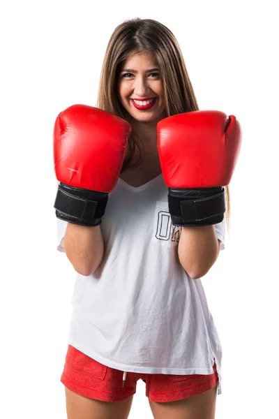 Dospívající dívka s Boxerské rukavice — Stock fotografie
