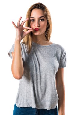 genç kız yapma sessizlik jest