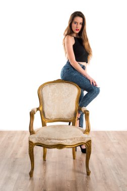 Vintage koltuk genç kız