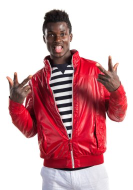 Siyah adam boynuz jest yapma