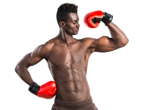 Handsome black man with boxing gloves — Stock Photo, Image