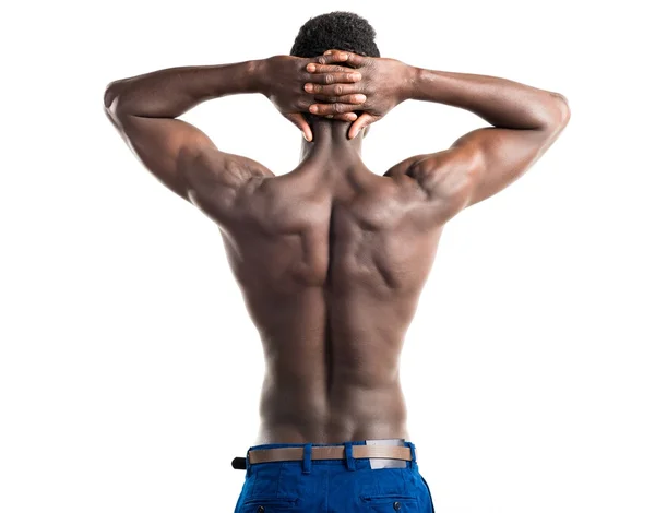 Hombre negro guapo con cuerpo atlético posando — Foto de Stock