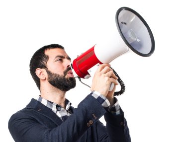 Megafon tarafından bağıran adam