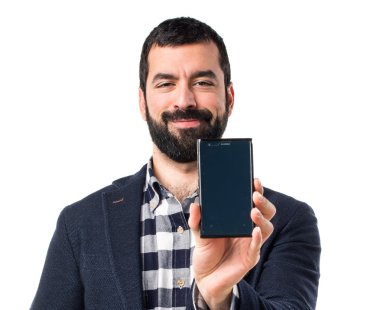 İçin mobil konuşan adam