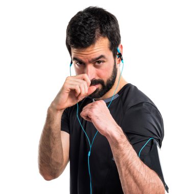 Bir yumruk vererek Sportman