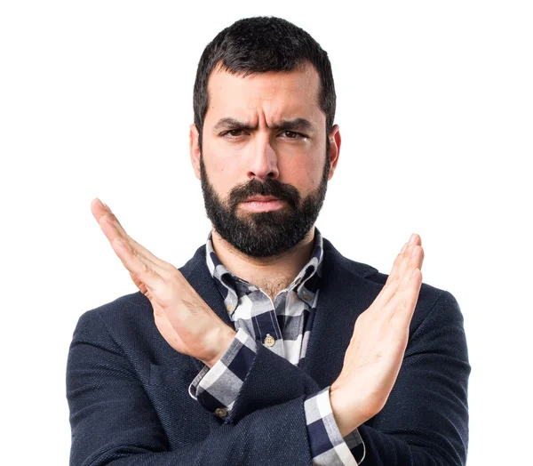 Handsome man doing NO gesture — Stock Photo, Image