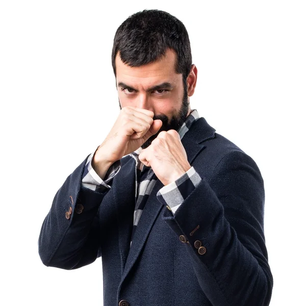 Hombre guapo dando un puñetazo —  Fotos de Stock