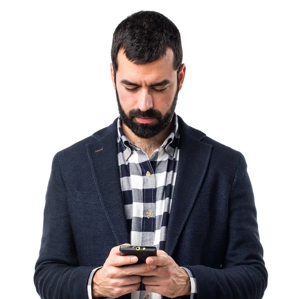Man talking to mobile — Stock Photo, Image