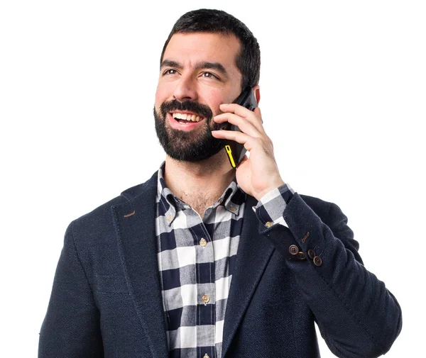 Man talking to mobile — Stock Photo, Image