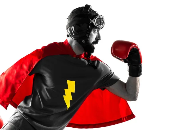 Superbohater o Rękawice bokserskie działa szybko — Zdjęcie stockowe