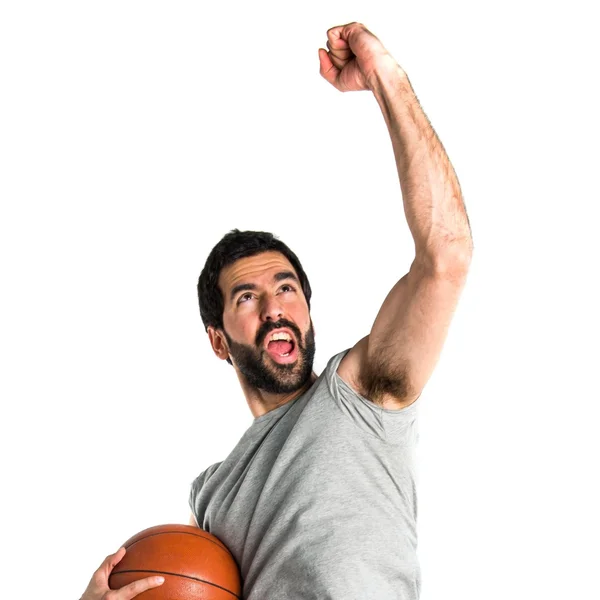 Hombre afortunado jugando baloncesto — Foto de Stock