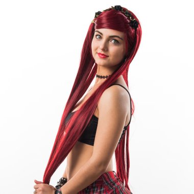 Genç Kızıl saçlı kız poz