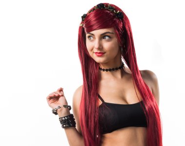 Genç Kızıl saçlı kız poz